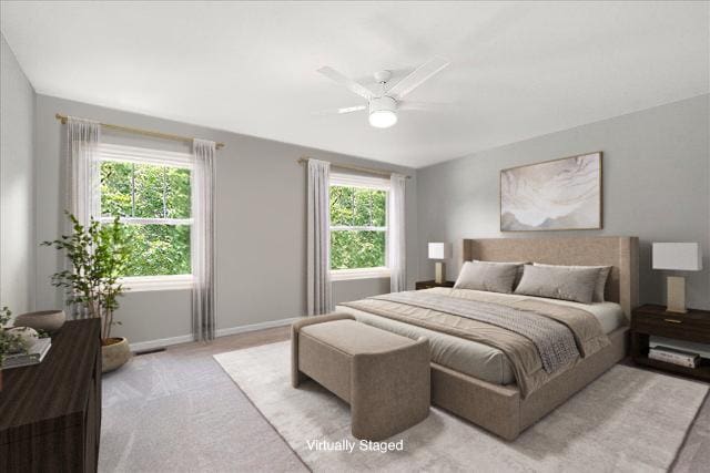 21649 Kent Ct, Frankfort, IL 60423 - bedroom with light colored carpet and a ceiling fan