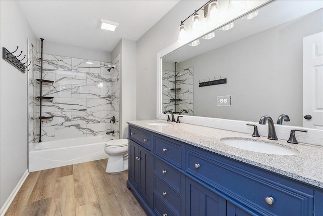21649 Kent Ct, Frankfort, IL 60423 - full bathroom with double vanity, shower / bath combination, and wood finished floors