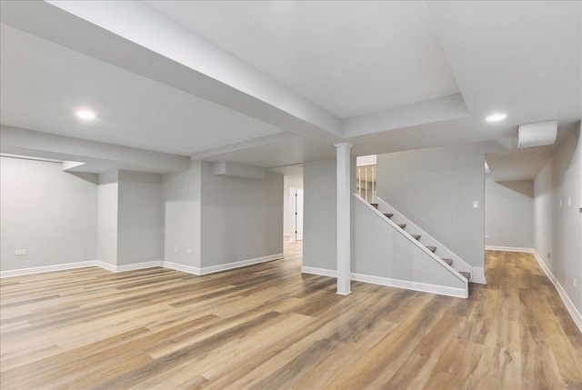 21649 Kent Ct, Frankfort, IL 60423 - finished basement featuring recessed lighting, light wood-style flooring, and stairs