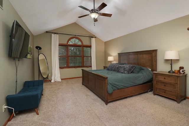 807 Eddy Rd, Bloomington, IL 61704 - bedroom with light carpet, lofted ceiling, and ceiling fan