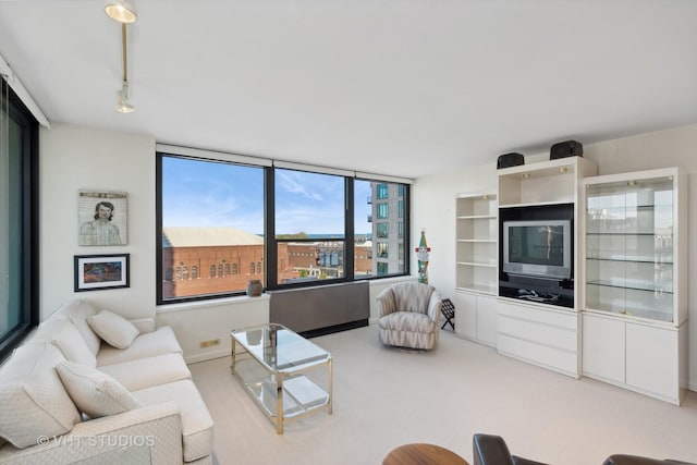 1560 N Sandburg Ter Unit 915, Chicago, IL 60610 - carpeted living room featuring rail lighting