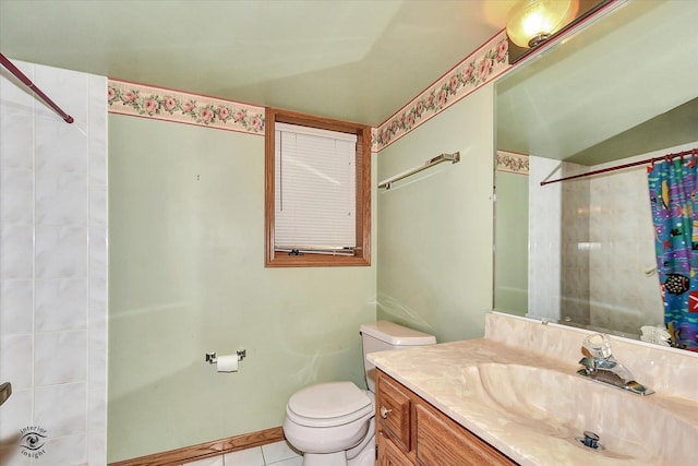8820 Meadowview Dr, Orland Hills, IL 60487 - full bathroom featuring vanity, a shower with shower curtain, and tile patterned floors