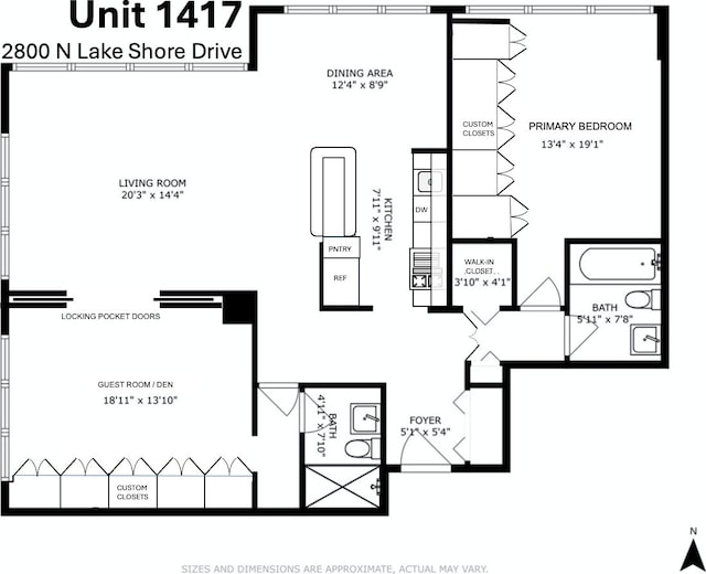 2800 N Lake Shore Dr Unit 1417, Chicago, IL 60657 - view of home floor plan