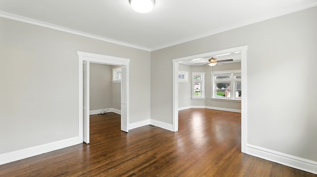 1836 Cuyler Ave, Berwyn, IL 60402 - empty room with a ceiling fan, ornamental molding, and wood finished floors