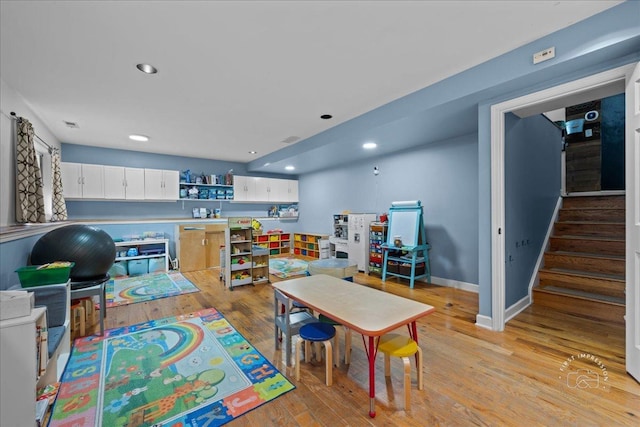4756 Flanders Ct, Plainfield, IL 60586 - game room featuring light wood-style flooring and recessed lighting