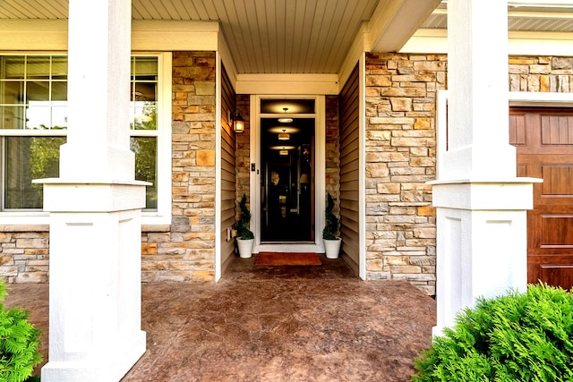 14924 S Case St, Plainfield, IL 60544 - view of exterior entry featuring stone siding and a porch