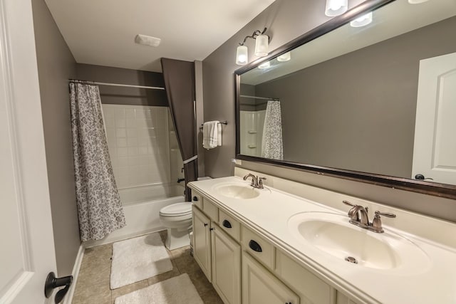 14924 S Case St, Plainfield, IL 60544 - bathroom with double vanity, shower / tub combo with curtain, and tile patterned floors