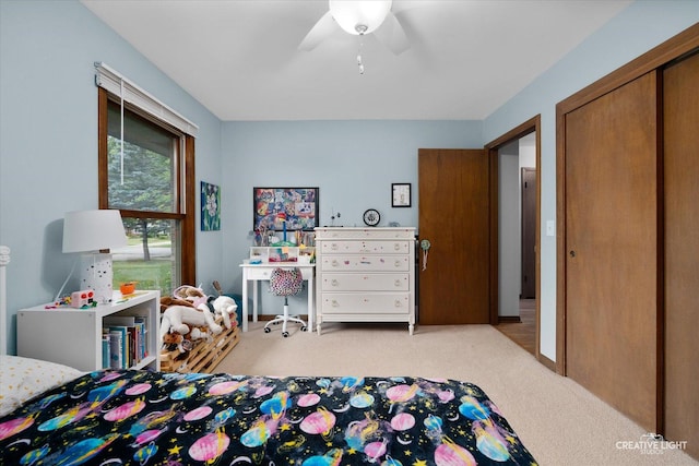 2290 Copley St, Aurora, IL 60506 - bedroom featuring carpet floors, a closet, and ceiling fan