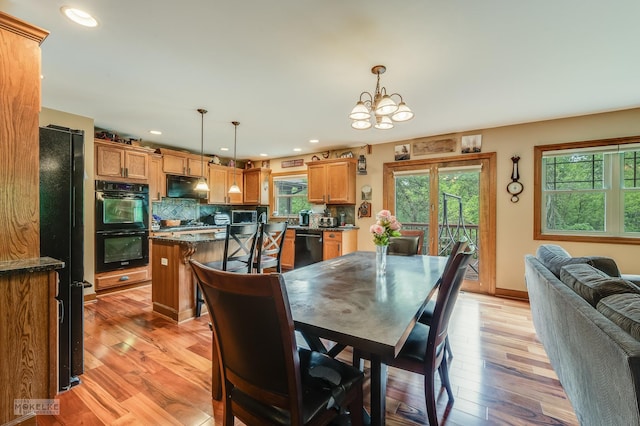 2800 Arbor Ln, Oswego, IL 60543 - dining room featuring light wood-style floors, a chandelier, and recessed lighting