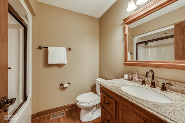 2800 Arbor Ln, Oswego, IL 60543 - full bath with a shower, wood finished floors, and vanity