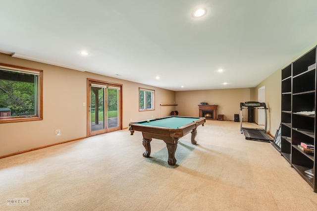 2800 Arbor Ln, Oswego, IL 60543 - game room featuring billiards, carpet, and recessed lighting
