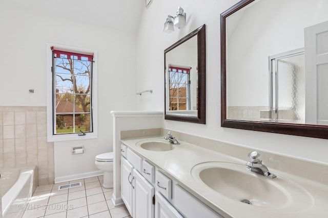 1181 Midwest Ln, Wheaton, IL 60189 - bathroom with double vanity, a bath, and tile patterned flooring
