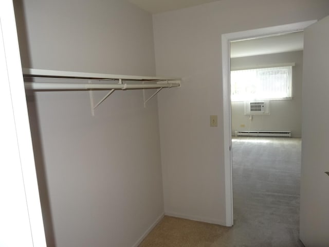 828 E Old Willow Rd Unit 109, Prospect Heights, IL 60070 - walk in closet with a baseboard heating unit, carpet floors, and a wall mounted AC