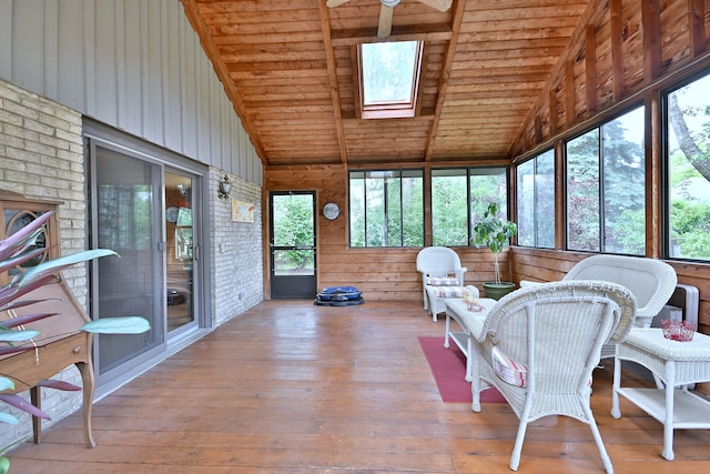 537 S Echo Ln, Palatine, IL 60067 - sunroom / solarium with vaulted ceiling, a skylight, and ceiling fan