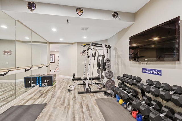 6N707 Brookhaven Ln, Saint Charles, IL 60175 - gym featuring wood finished floors and recessed lighting