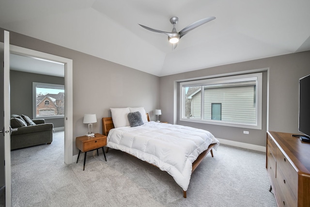 2412 Sharon Ct, Naperville, IL 60564 - bedroom with light carpet, lofted ceiling, and ceiling fan