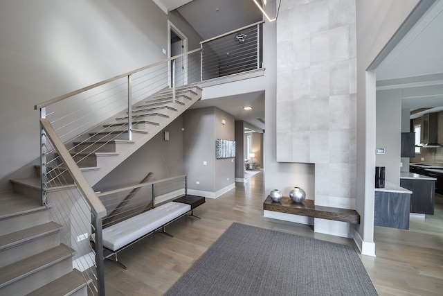 2412 Sharon Ct, Naperville, IL 60564 - stairway with wood finished floors and a high ceiling