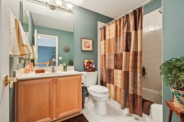 147 Fulbright Ln, Schaumburg, IL 60194 - bathroom featuring tile patterned flooring, vanity, and shower / bath combination with curtain