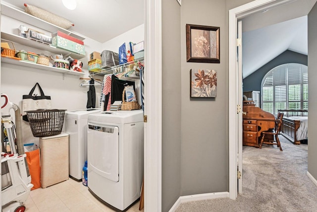 147 Fulbright Ln, Schaumburg, IL 60194 - laundry room featuring washer and dryer and light carpet