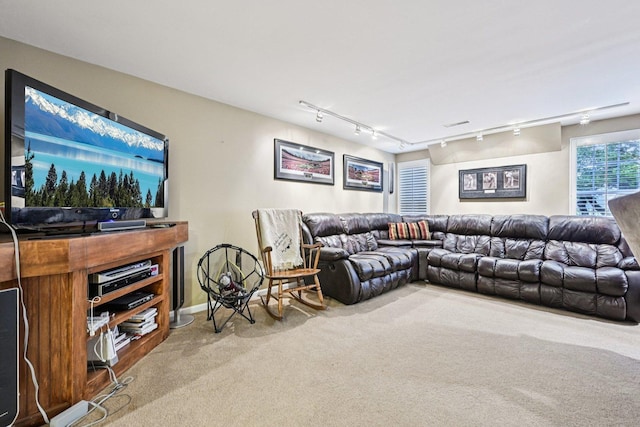 147 Fulbright Ln, Schaumburg, IL 60194 - carpeted living area featuring rail lighting