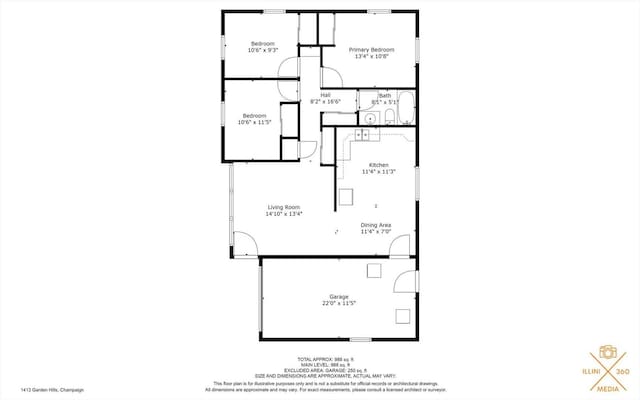 1413 Garden Hills Dr, Champaign, IL 61821 - view of floor plan / room layout