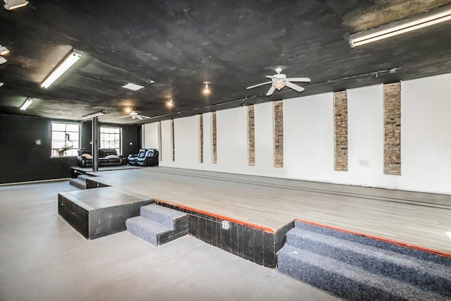 6455 S Marshfield Ave, Chicago, IL 60636 - rec room with a ceiling fan and concrete flooring