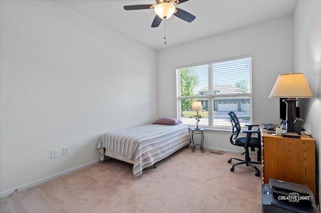 433 Davis Dr, Sycamore, IL 60178 - bedroom with light carpet, a desk, and a ceiling fan