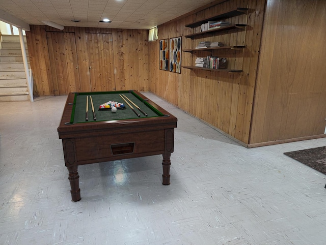 1437 S Plum Ave, Freeport, IL 61032 - recreation room with wooden walls, billiards, and recessed lighting