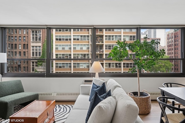 33 E Cedar St Unit 8G, Chicago, IL 60611 - interior space featuring wood finished floors and a baseboard heating unit