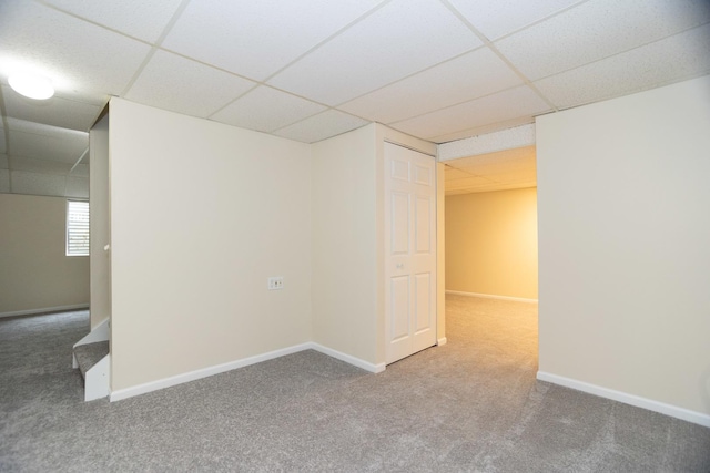 10 Sugar Creek Ct, Lake In The Hills, IL 60156 - basement with a paneled ceiling and carpet floors
