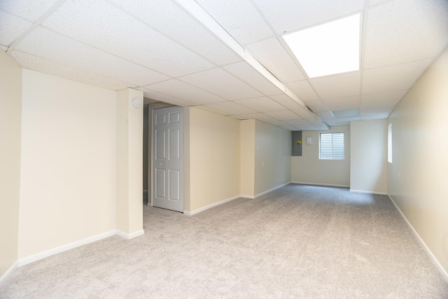 10 Sugar Creek Ct, Lake In The Hills, IL 60156 - below grade area featuring carpet, a drop ceiling, and electric panel