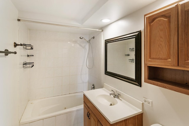9407 S Roberts Rd Unit 3Se, Hickory Hills, IL 60457 - bathroom with vanity, a combined bath / shower with jetted tub, and recessed lighting