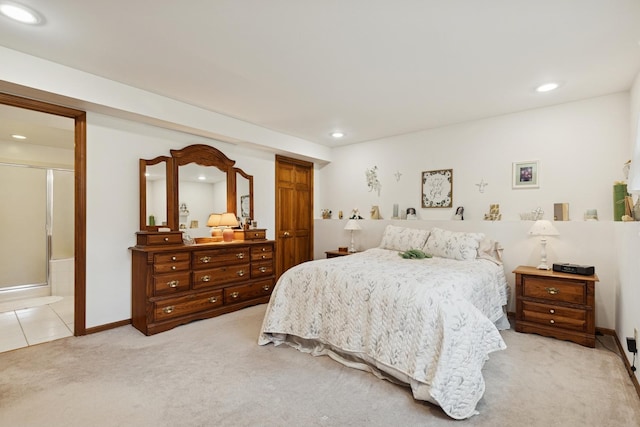 2619 Baldwin Rd, Mchenry, IL 60050 - bedroom featuring light carpet, recessed lighting, and connected bathroom