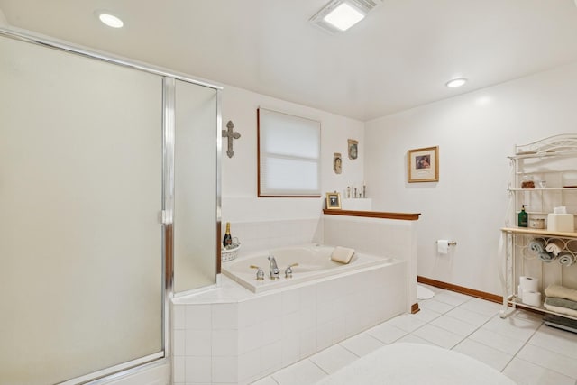 2619 Baldwin Rd, Mchenry, IL 60050 - bathroom with a shower stall, a garden tub, tile patterned flooring, and recessed lighting