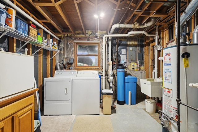 2619 Baldwin Rd, Mchenry, IL 60050 - unfinished below grade area with water heater, washing machine and clothes dryer, electric panel, and a water softener