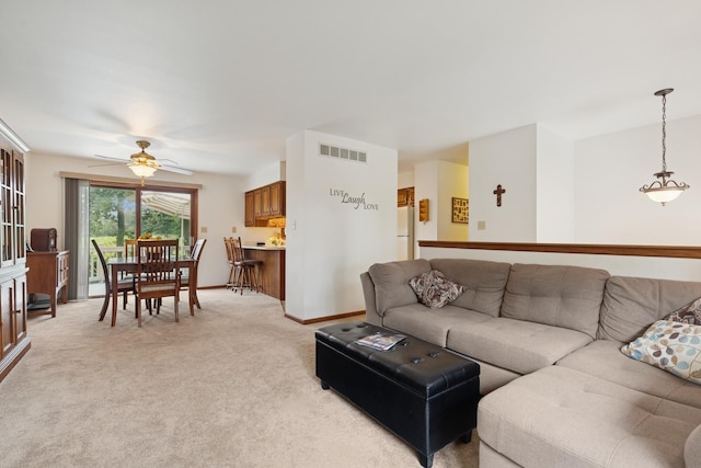 2619 Baldwin Rd, Mchenry, IL 60050 - living area featuring light colored carpet and a ceiling fan
