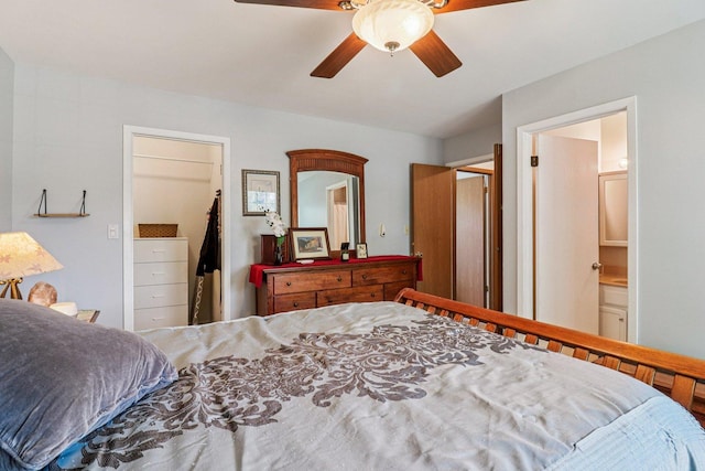 5506 W Chasefield Cir, Mchenry, IL 60050 - bedroom with a spacious closet, a closet, ensuite bathroom, and ceiling fan