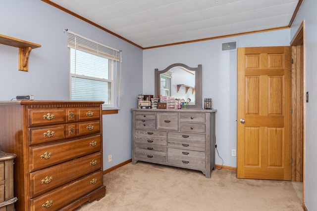 1014 N Main St, Pontiac, IL 61764 - bedroom featuring crown molding and light colored carpet