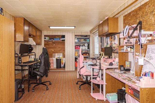 1014 N Main St, Pontiac, IL 61764 - office area featuring carpet floors and wood walls