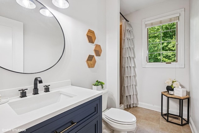 8736 Shade Tree Cir, Lakewood, IL 60014 - bathroom featuring vanity, tile patterned floors, and curtained shower