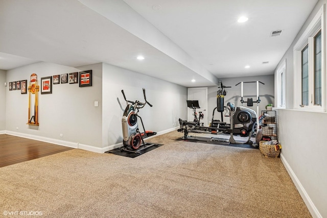 8736 Shade Tree Cir, Lakewood, IL 60014 - workout area featuring recessed lighting and carpet floors