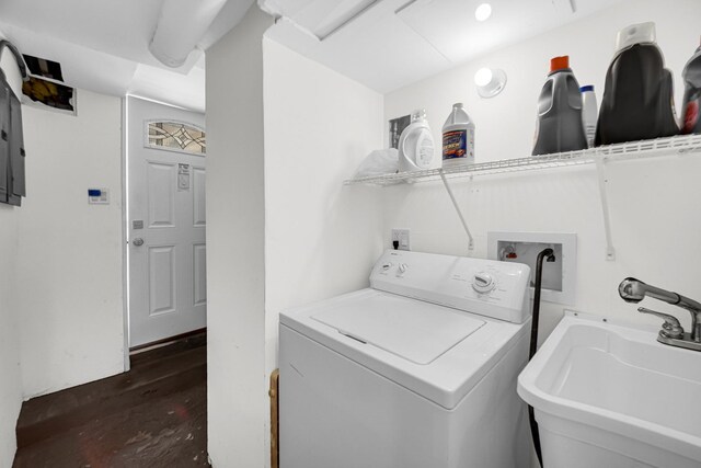 4125 W School St, Chicago, IL 60641 - washroom featuring washer / clothes dryer and wood finished floors