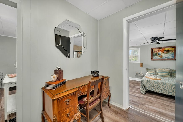 607 E Bridge St, Streator, IL 61364 - home office with wood finished floors and a ceiling fan