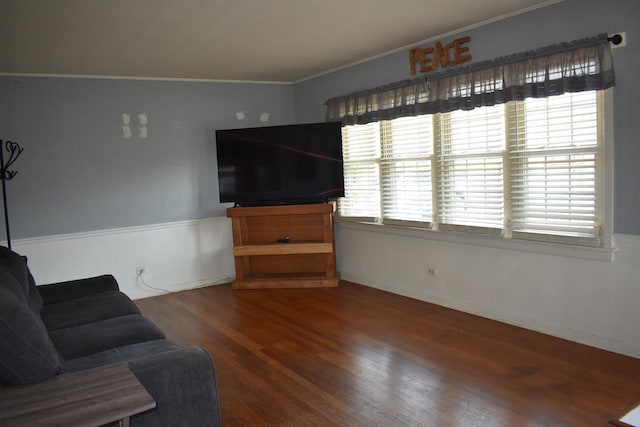 7710 W 81st Pl, Bridgeview, IL 60455 - unfurnished living room with crown molding and wood finished floors