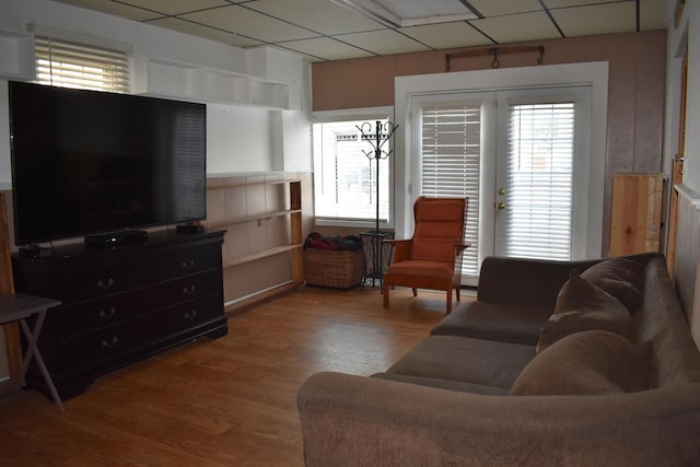 7710 W 81st Pl, Bridgeview, IL 60455 - living room with a paneled ceiling, wood finished floors, and healthy amount of natural light