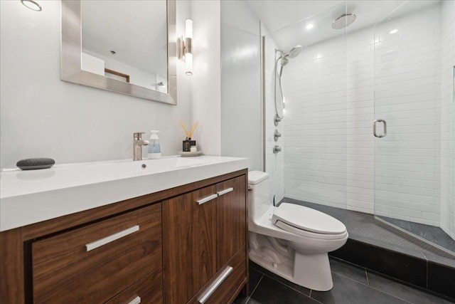 411 W Ontario St Unit 411, Chicago, IL 60654 - full bath featuring vanity, a shower stall, and tile patterned flooring