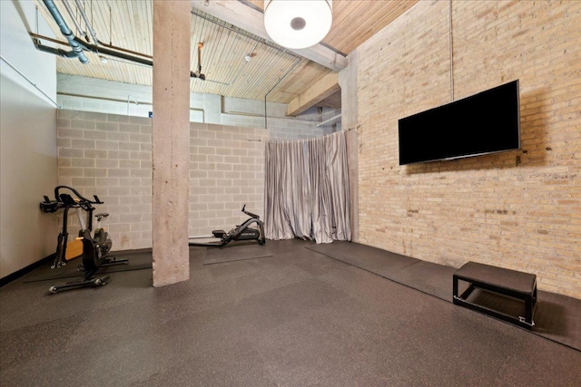 411 W Ontario St Unit 411, Chicago, IL 60654 - exercise room featuring brick wall