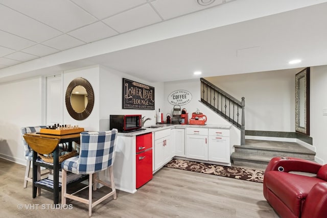 2032 Wentworth Dr, Volo, IL 60020 - indoor bar with stairs, light wood-style floors, and recessed lighting