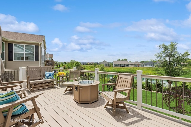 2032 Wentworth Dr, Volo, IL 60020 - deck with an outdoor fire pit and a residential view