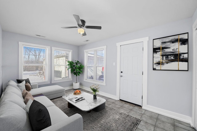 329 Blackhawk Dr, Park Forest, IL 60466 - living room featuring baseboards and a ceiling fan